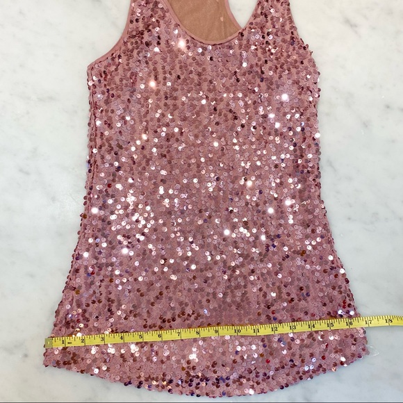 Women's Size XS Sleeveless Dusty Rose Sequined front and back / Tank Top - Picture 5 of 7
